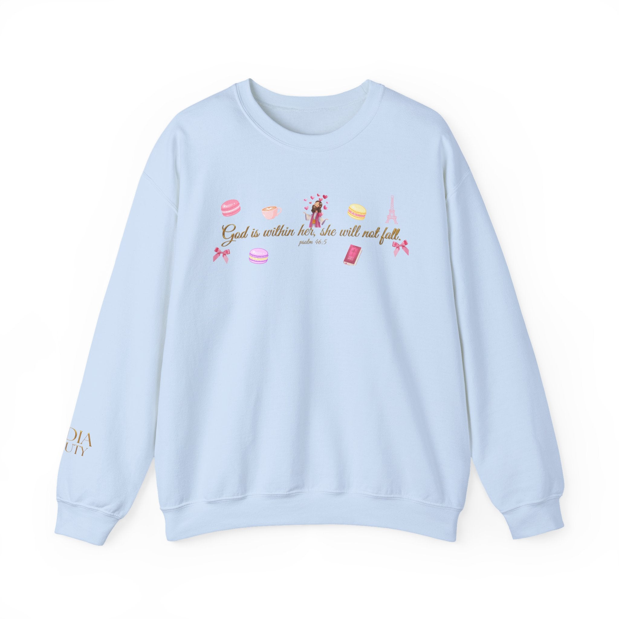 God is within her Macaron & Jesus Aesthetic Feminine Sweatshirt