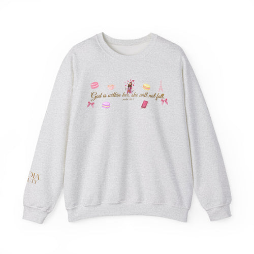 God is within her Macaron & Jesus Aesthetic Feminine Sweatshirt
