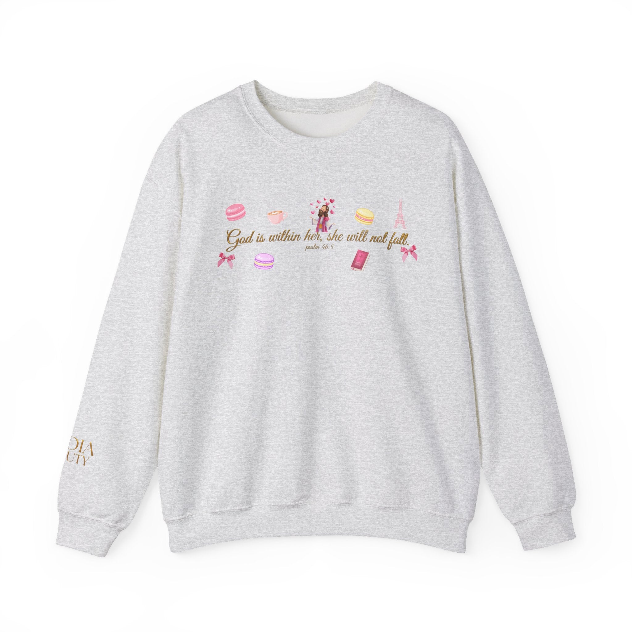 God is within her Macaron & Jesus Aesthetic Feminine Sweatshirt