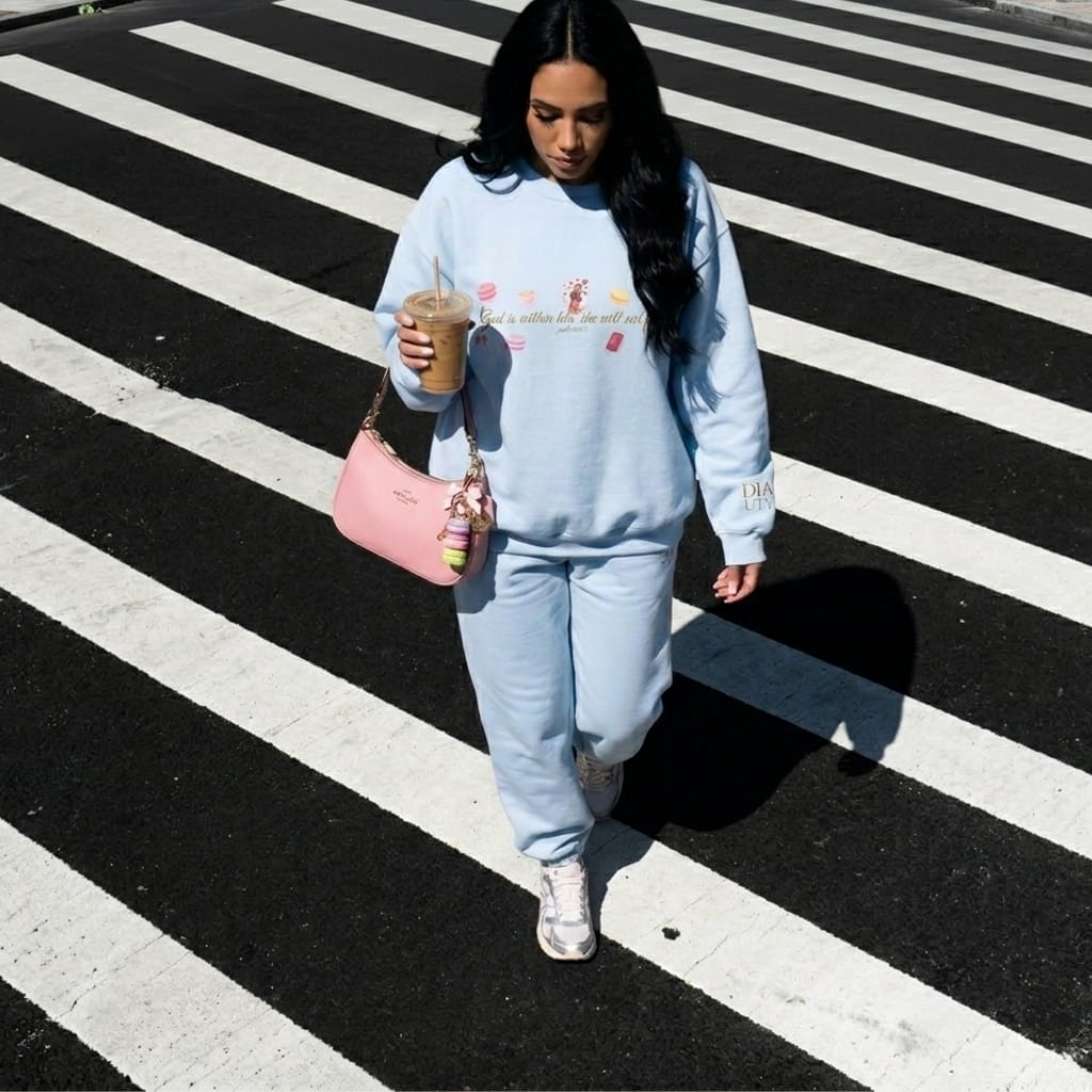 God is within her Macaron & Jesus Aesthetic Feminine Sweatshirt