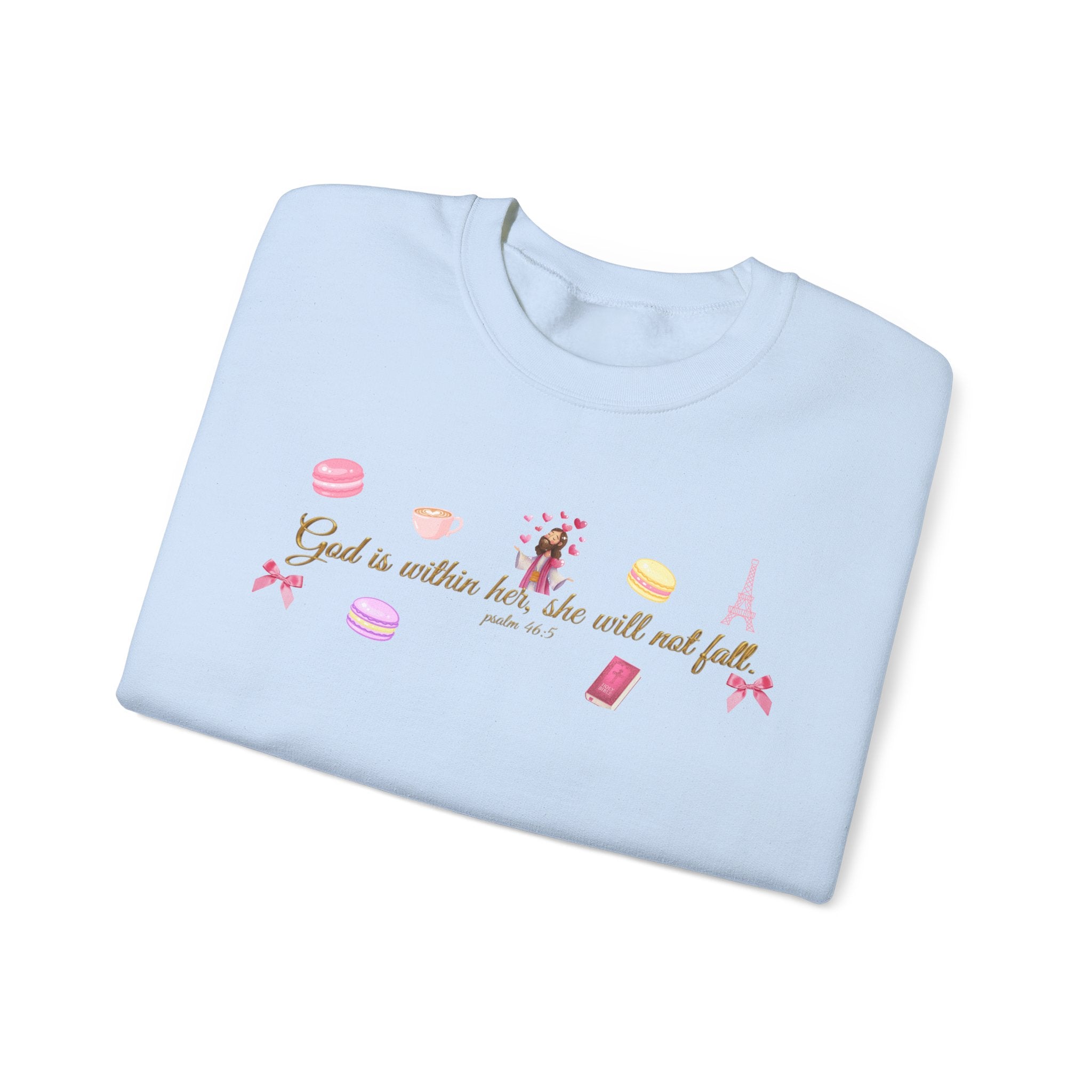 God is within her Macaron & Jesus Aesthetic Feminine Sweatshirt
