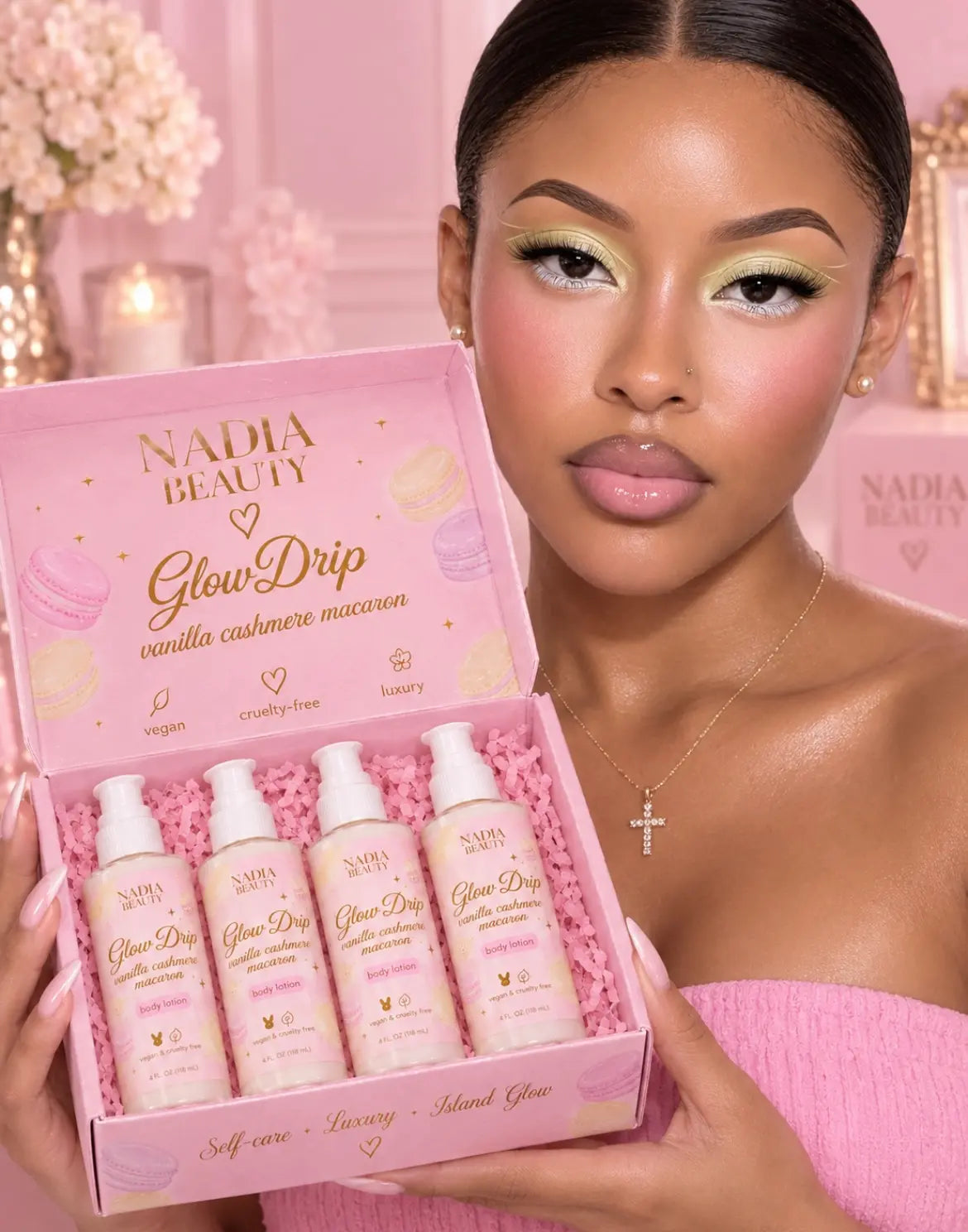 Glow Drip Travel Size Body Lotion Bundle - Vanilla Macaron Cashmere Scent