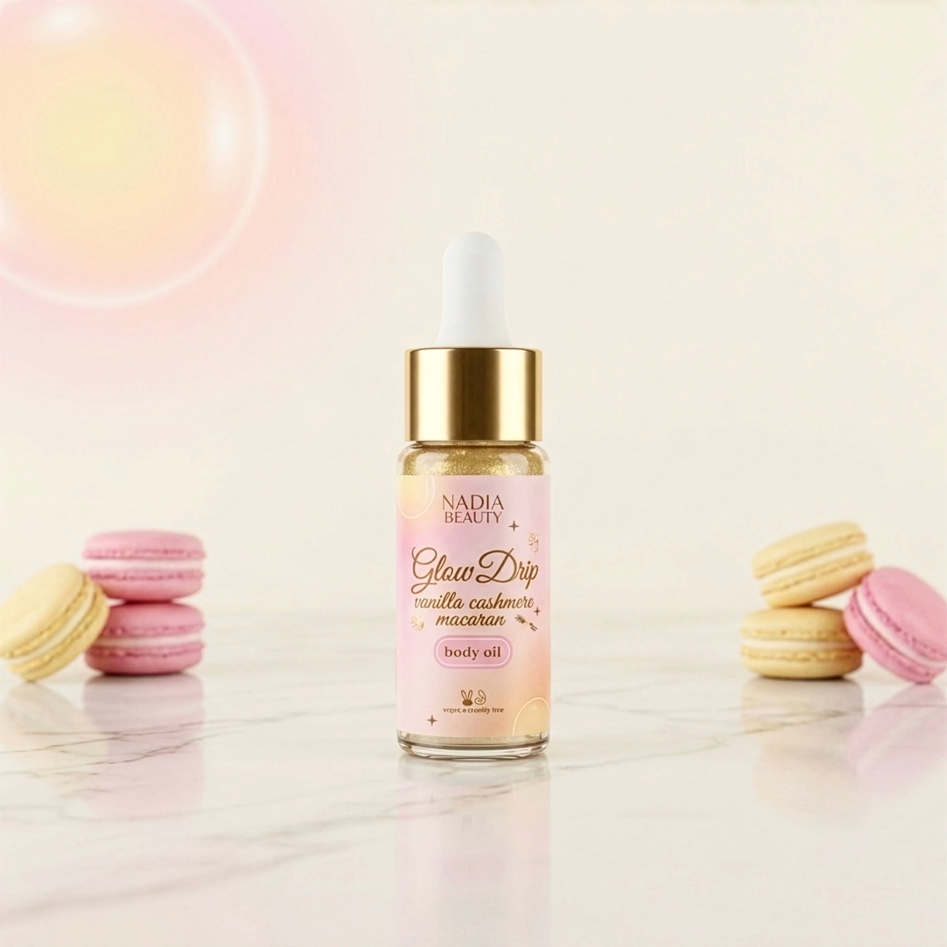 Glow Drip Shimmery Body Oil Sample – Vanilla Cashmere Macaron