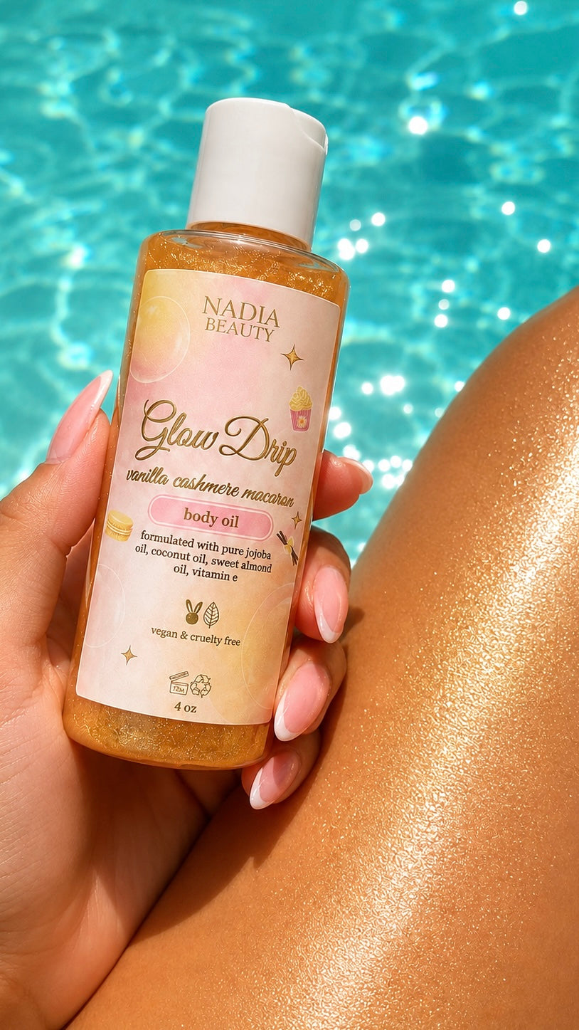 Glow Drip Deep Hydration Body Oil - Vanilla Cashmere Macaron Scented