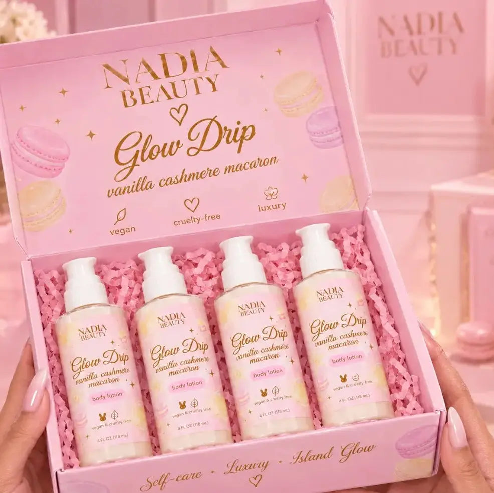 Glow Drip Travel Size Body Lotion Bundle - Vanilla Macaron Cashmere Scent