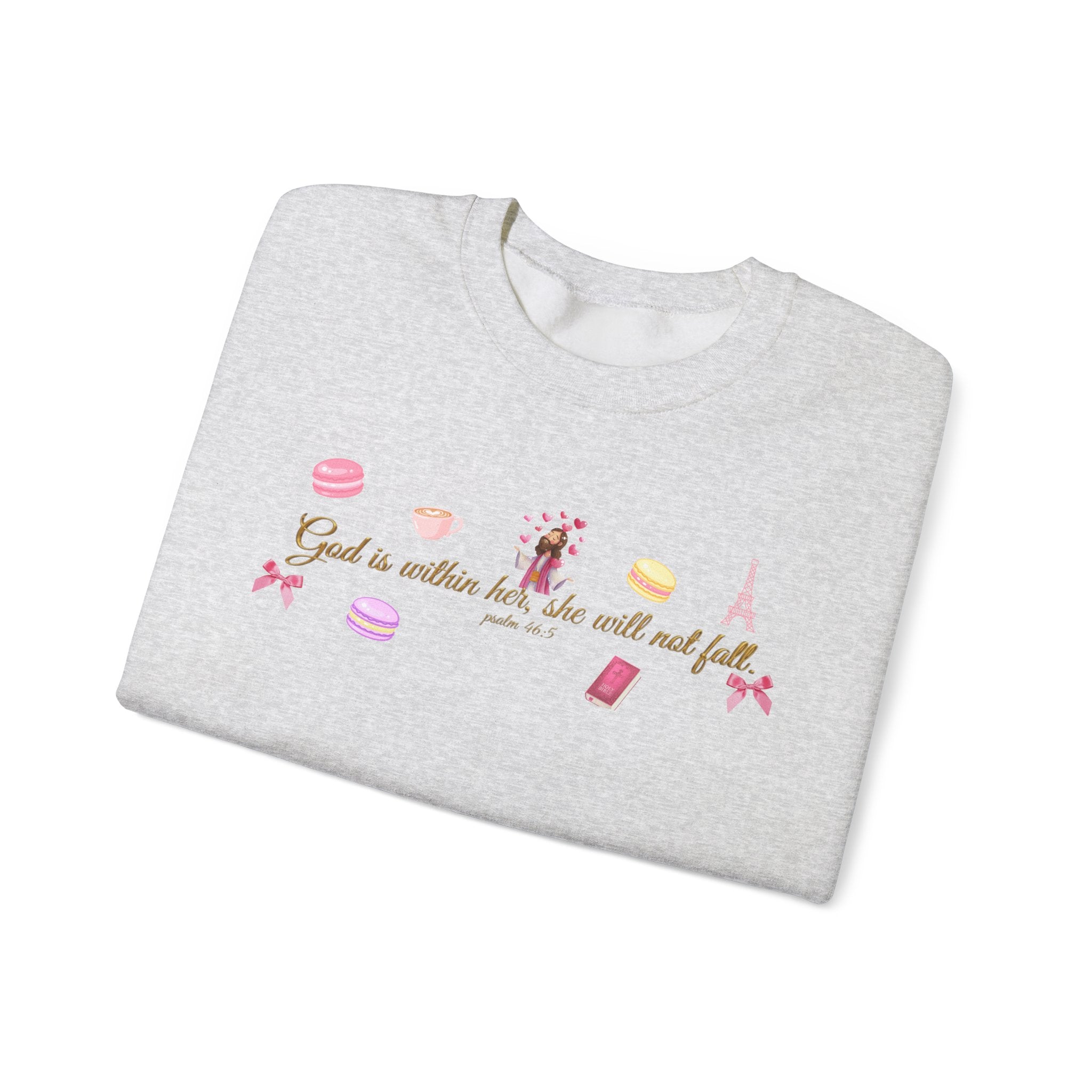 God is within her Macaron & Jesus Aesthetic Feminine Sweatshirt