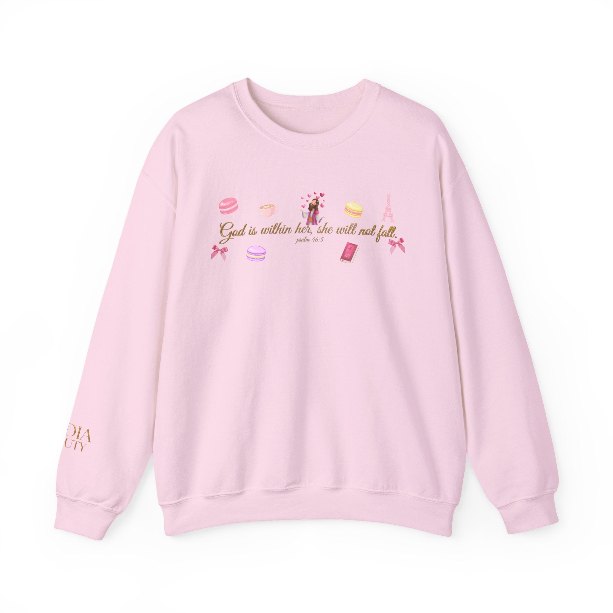 God is within her Macaron & Jesus Aesthetic Feminine Sweatshirt