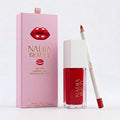 Nadia Beauty lip gloss and lip liner set with pink packaging on a white background