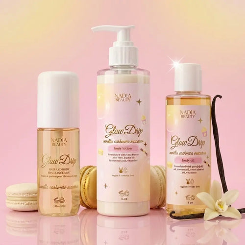Glow Drip Body Care Bundle - Vanilla Cashmere Macaron Scented