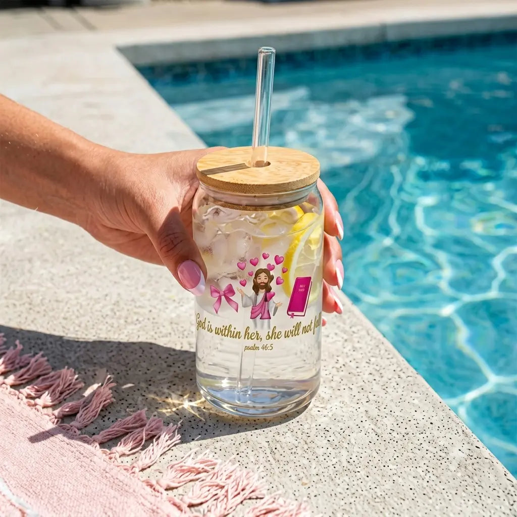 God is Within Her Glass Sipper Tumbler