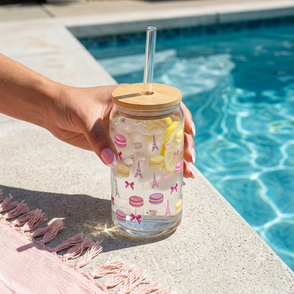 Macaron Parisian Glass Sipper Tumbler